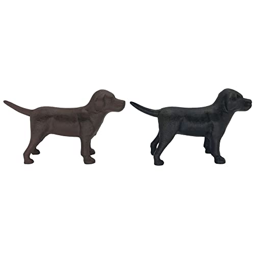 Set of Two Cast Iron Labrador Dog Statues