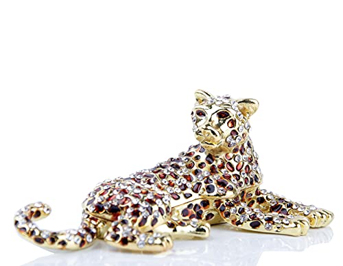 SEVENBEES Golden Leopard Jewelry Trinket Box
