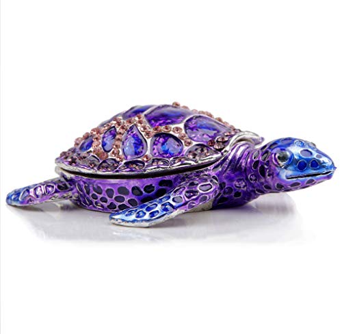 SEVENBEES Purple Sea Turtle Figurine Decorative Jewelry Box