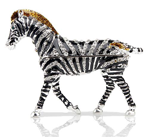 SEVENBEES Zebra Figurine Jewelry Box Hinged Trinket Boxes