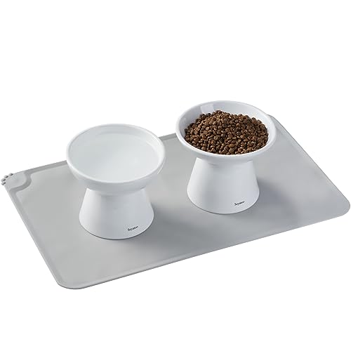 Seyatoo Ceramic Elevated Cat Bowls