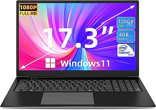 SGIN Laptop 17 Inch: Windows 11, Intel Celeron Quad Core, 4GB RAM, 128GB ROM