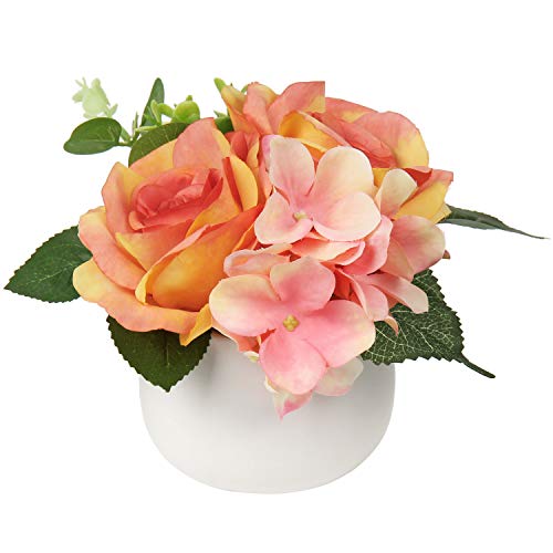 Shabby Chic Artificial Flower Decoration with Ceramic Vase