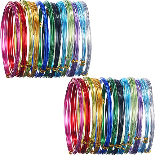 Shappy 24 Rolls Wire Crafts Multi-Colored Aluminum Craft Wire