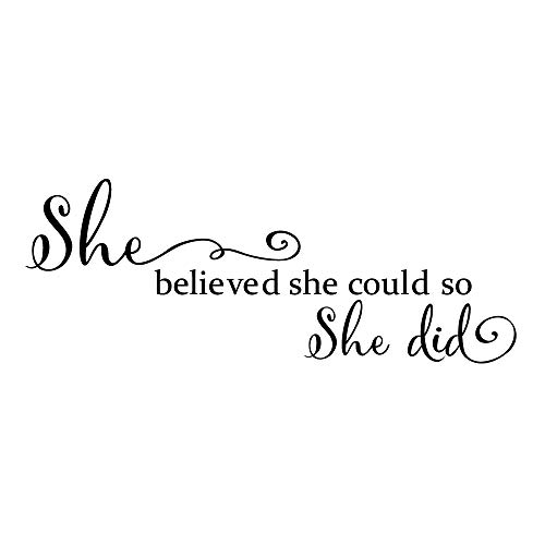 She Believed She Could so She Did - Carved Vinyl Separated Letters Wall Decal Inspirational Quote Words Sticker Girl Bedroom Art Decor
