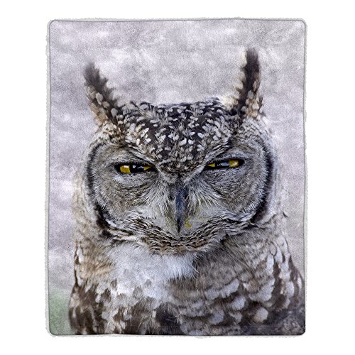 Sherpa Fleece Owl Print Blanket
