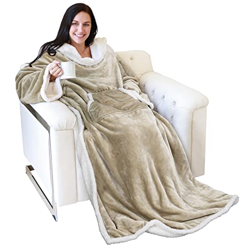 Sherpa Wearable Blanket with Sleeves
