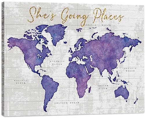 She's Going Places World Map Wall Art