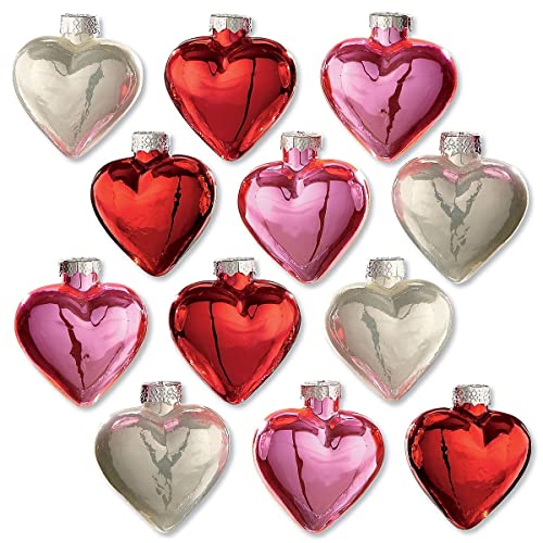 Shiny Glass Hearts Valentine's Day Ornaments - Set of 12