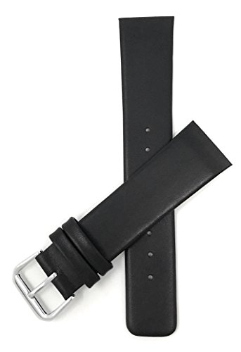 Shoptictoc 22mm Black Leather Replacement Watch Band Strap for Skagen Watches