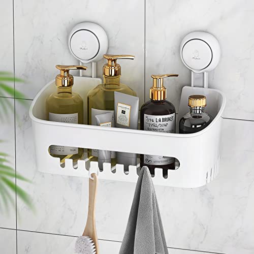 Luxear 4 Packs Shower Caddy Suction Cup Set - Shower Shelf+Soap  Dish+Suction Hooks - NO-Drilling Removable Powerful Waterproof DIY Shower  Organizer