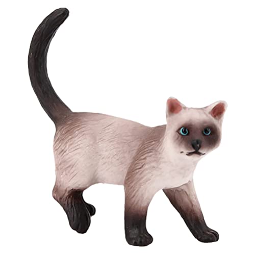 Siamese Cat Figurine Statue Model: Educational Cat Figures Toy Collectible Animal Figurines Desktop Ornament for Home Office Decor