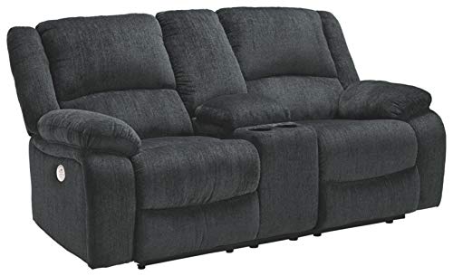 Signature Design by Ashley Draycoll Power Double Reclining Loveseat with Storage Console & USB Plug, Dark Gray