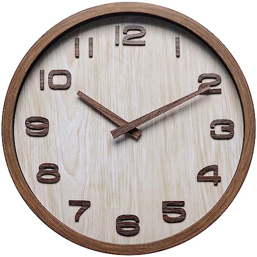 Silent Non-Ticking Vintage Wall Clock - NUOVO 12 Inch