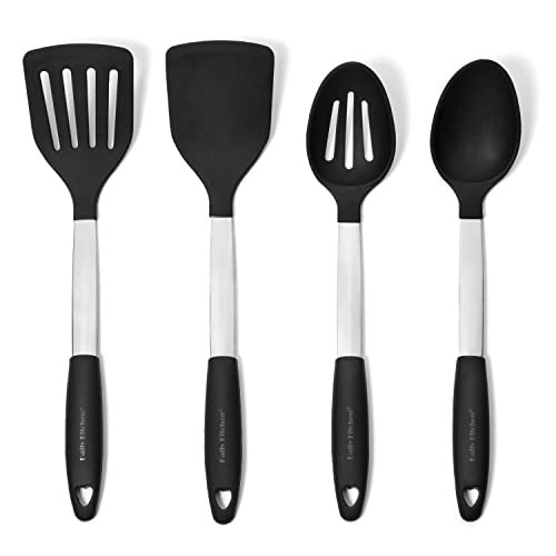 Silicone and Stainless Steel Kitchen Utensil Set - 4-Piece Set