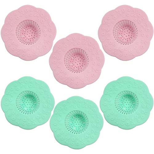 Silicone Flower Drain Hair Catcher Strainer - Pack of 6