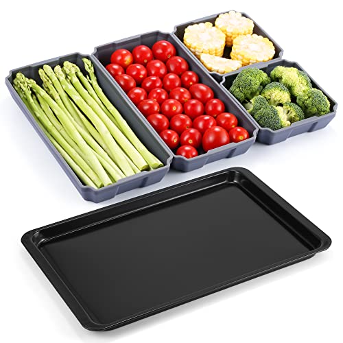 Silicone Sheet Pan Dividers for Cooking, No Stick Easy to Clean Silicone Baking Trays Pans for Oven Air Fryer with a Sheet Pan (4 Dividers, 1 Pan)