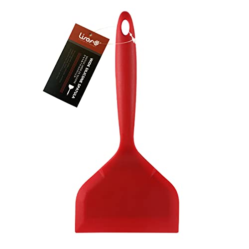 Silicone Tamagoyaki Spatula Japanese Omelette Spatula Wide Silicone Pancake Spatula Nonstick Heat-Resistant Pancake Shovel for Egg, Fish, Burgers, Steak and Pizza，Red