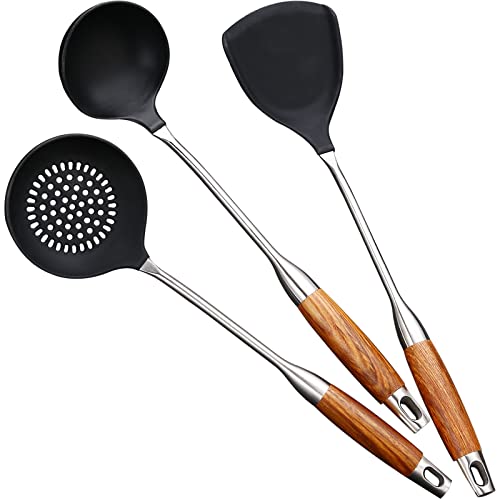 Silicone Wok Spatula and Ladle,Skimmer Spoon Tools Set