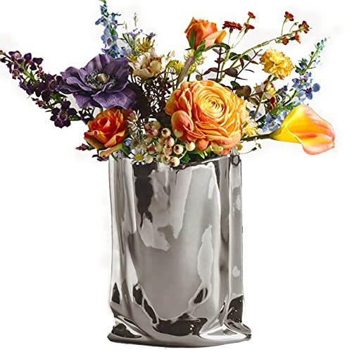 Silver Ceramic Modern Vase