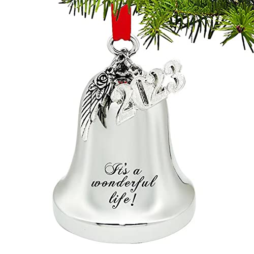 Silver Engraved Christmas Bell Ornaments
