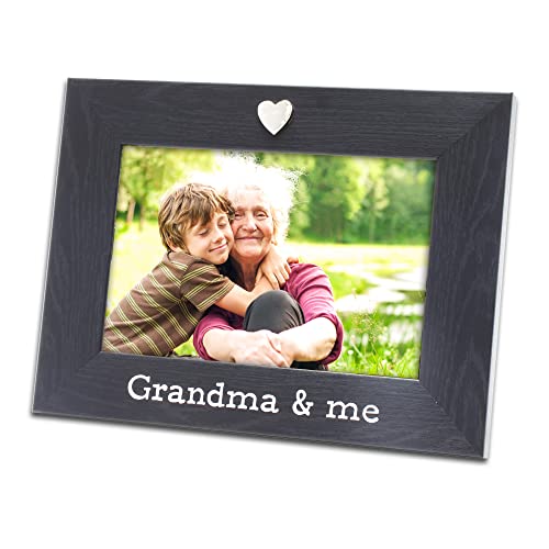 Silver Heart Black Grandma and me Picture Frame