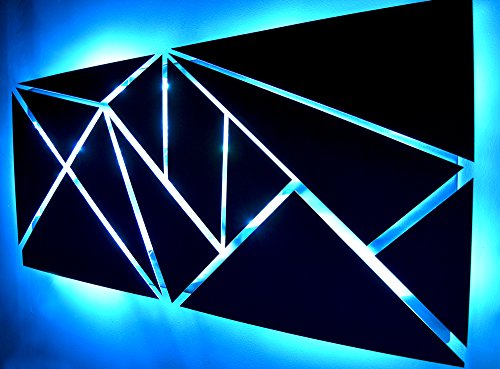 Silver Metal Wall Art 'Fracture' Sculpture with Smartphone Controlled LED Lights