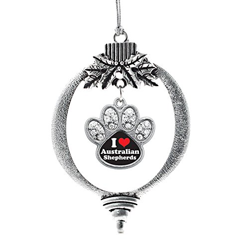 Silver Pave Paw Charm Holiday Ornaments