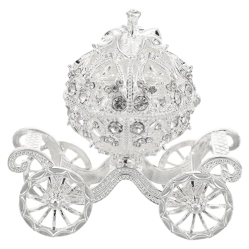 Silver Rhinestone Princess Crystal Pumpkin Carriage Jewelry Box