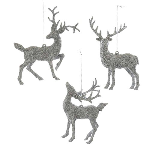 Silver Set of 3 Deer Ornaments - Kurt Adler