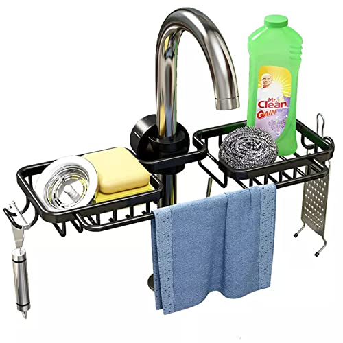 Faucet Sponge Holder Kitchen Sink Caddy Organizer over Faucet Hanging  Faucet Drain Rack for Sink Organizer (Normal, Golden)