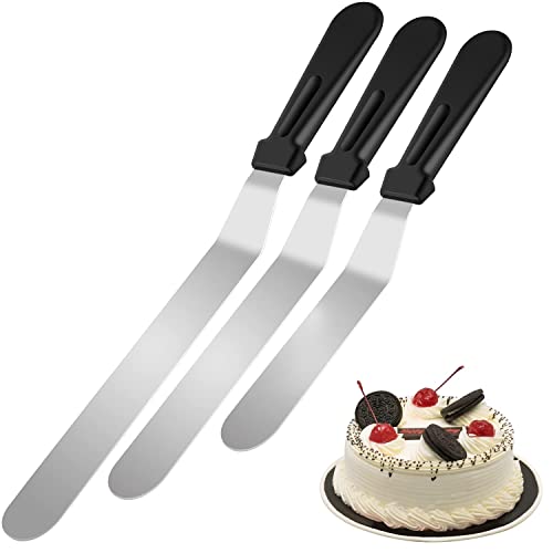 PUCKWAY Angled Icing Spatula, Stainless Steel Offset Spatula, Cake Spatula  Set of 2 Black 6, 8 inch Blade