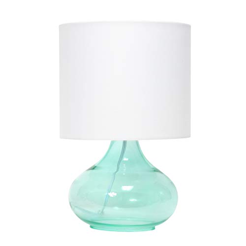 Simple Designs Aqua Glass Raindrop Bedside Table Lamp