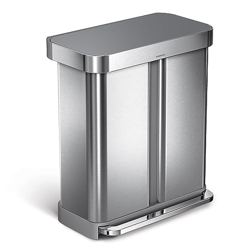 simplehuman 58L Dual-compartment Recycling Step Trash Can