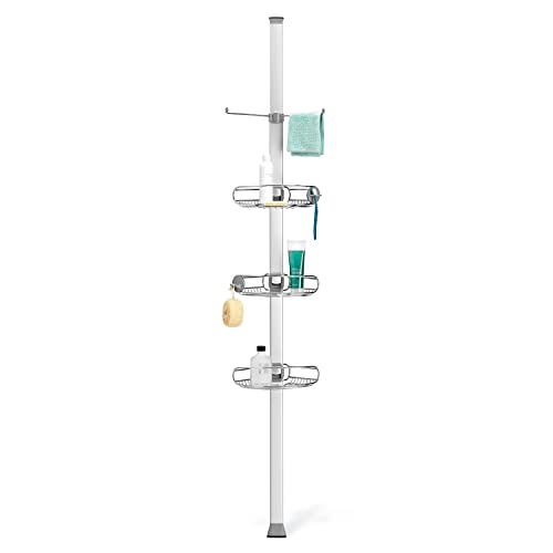 simplehuman 9' Tension Pole Shower Caddy, Stainless Steel and Anodized Aluminum