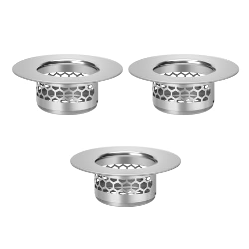 Sink Strainer Hair Catcher for Bathroom, Laundry, Slop - Stainless Steel Drain Filter (3 Pack)