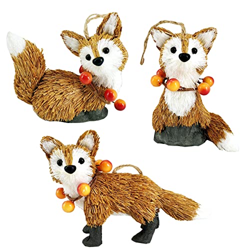Sisal Fox Ornament Set
