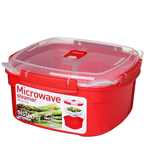 Sistema Microwave Collection Steamer, Medium, 83.5 oz./2.4 L, Red
