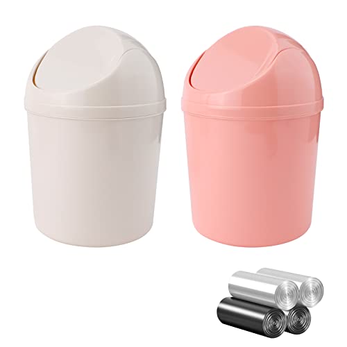 SITAKE Plastic Mini Wastebasket Trash Can with Swing Lid