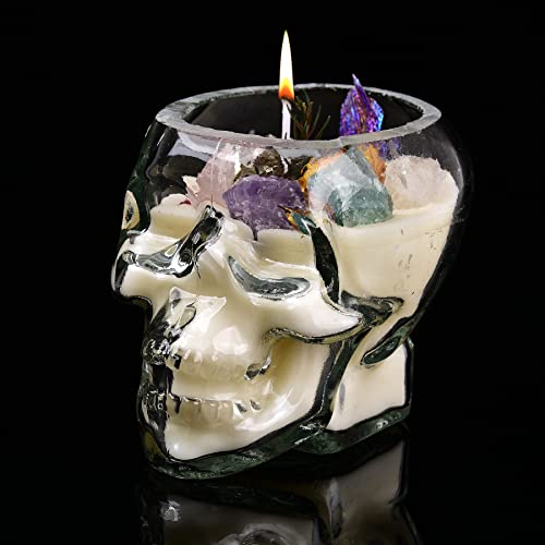 Skull Crystal Candle with Glass Skull