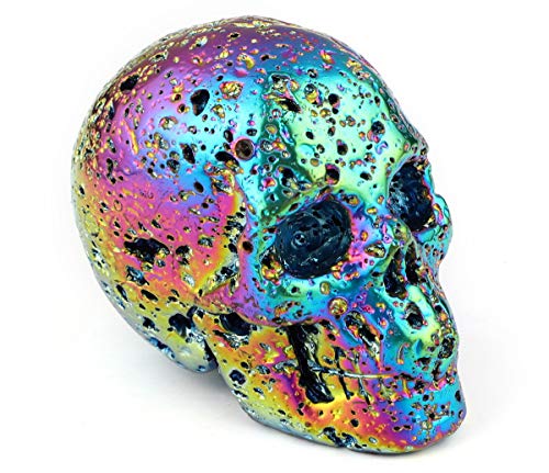 Skullis Rainbow Aura Hot Lava Stone Crystal Skull