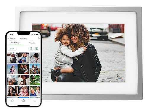 Skylight Frame: 10 inch WiFi Digital Picture Frame, Email Photos from Anywhere, Touch Screen Digital Photo Frame Display - Gift for Friends and Family - Silver