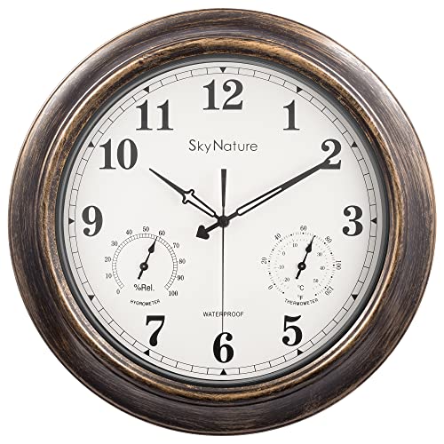SkyNature Outdoor Clocks: Large Waterproof Wall Clock with Temperature and Humidity