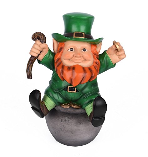 Sleken Leprechaun Figurine - Decorative Figure for St. Patrick's Day or Everyday (Pot of Gold)