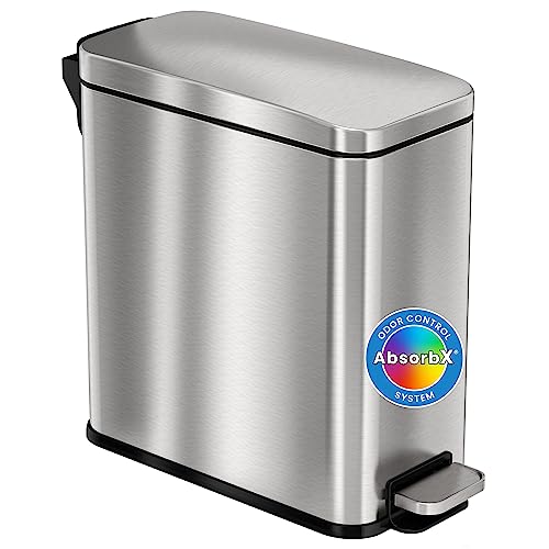 iTouchless SoftStep 3 Gallon Bathroom Slim Step Trash Can with Odor Control System & Removable Inner Bucket