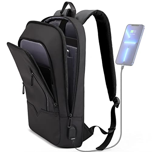 Slim Business Backpack with USB Charger for Men