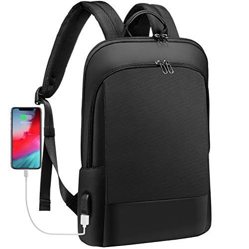 Slim Laptop Backpack for Men & Women, 15.6 Inch, Black