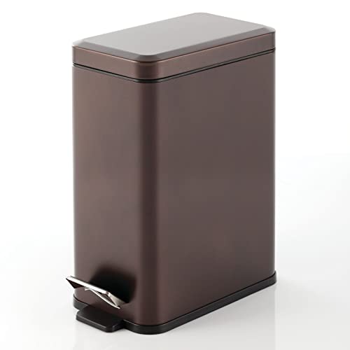 Slim Metal Trash Can with Step Pedal