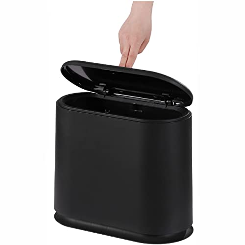 Slim Plastic Trash Can with Press Top Lid
