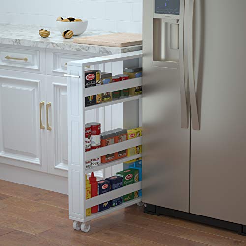 Slim Rolling Pantry Shelf for Narrow Spaces